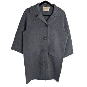 Montgomery Ward VTG Button Front Pure Wool Ribbed Coat Preppy Minimalist Large